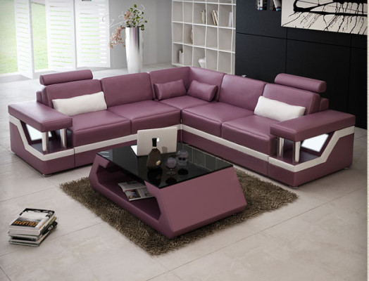 LEATHER SOFA XXL Suite Living landscape Corner sofa Leather Corner sofa Black / White