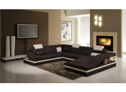 Living landscape Corner sofa Leather sofa Sofa Couch Upholstery Seat Corner Suite