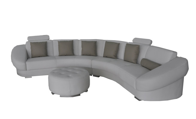 Round U-shape Sofa Upholstery Corner Suite Leather Living landscape Couches XXL + Stool