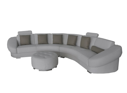 Round U-shape Sofa Upholstery Corner Suite Leather Living landscape Couches XXL + Stool