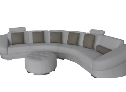 Round U-shape Sofa Upholstery Corner Suite Leather Living landscape Couches XXL + Stool