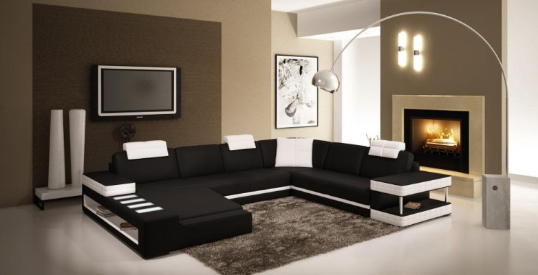 Leather sofa Corner sofa Living landscape Designer Couch Light Sofa Upholstery Hallstadt -S