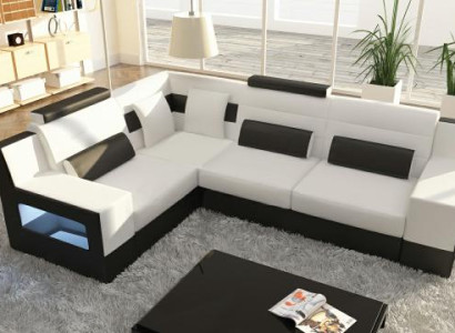 Corner sofa Suite Textile Fabric Leather Sofas Living landscape Sofa + USB Upholstery Corner