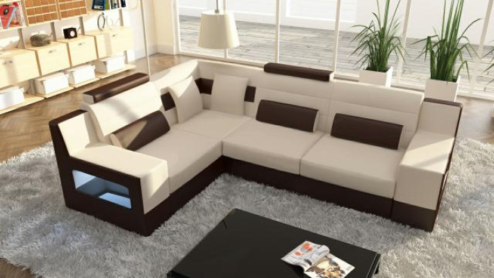 Living landscape Sofa USB Upholstery Corner Corner sofa Suite Custom Made Leather Sofa