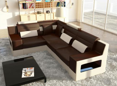 Living landscape Sofa + USB,Upholstery Corner Corner sofa Suite Textile Fabric Leather Sofas