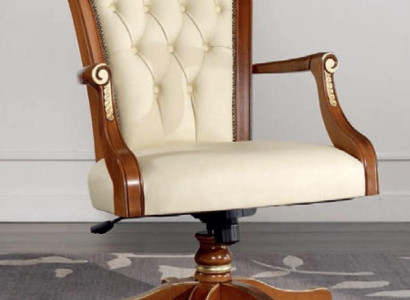 Office chair Wood executive chair Chesterfield Italian Furniture White swivel chair new