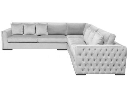 Corner sofa Silver Couch Corner suite Upholstery Living landscape Velvet fabric Furniture Design