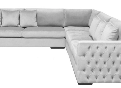Corner sofa Silver Couch Corner suite Upholstery Living landscape Velvet fabric Furniture Design
