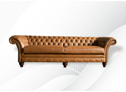 Chesterfield Sofa Brown xxl Big Leather Living room Furniture 4 Seater Brown
