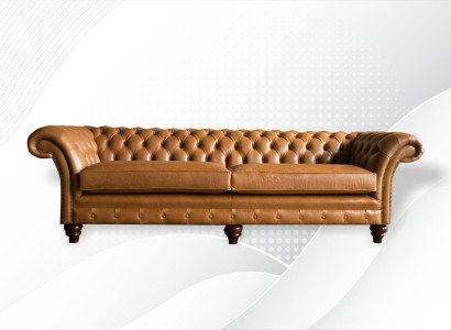 Chesterfield Sofa Brown xxl Big Leather Living room Furniture 4 Seater Brown