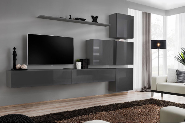 Gray Modern Wall unit Living room Design TV Stand Luxury Sideboard Wardrobe new