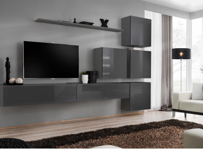 Gray Modern Wall unit Living room Design TV Stand Luxury Sideboard Wardrobe new