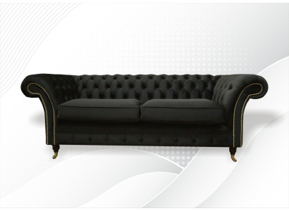 Chesterfield Couch Upholstery Sofas Classic r Textile Black Sofa 3 Seater
