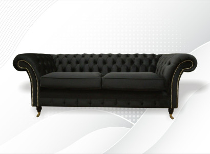 Chesterfield Couch Upholstery Sofas Classic r Textile Black Sofa 3 Seater