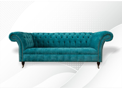 Chesterfield Couch Upholstery Sofas Classic r Textile Turkis 3 Seater Fabric