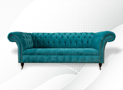 Chesterfield Couch Upholstery Sofas Classic r Textile Turkis 3 Seater Fabric