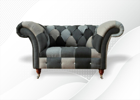 Chesterfield Design Couch Fabric Armchair 1.5 Seater Sofas Upholstery Lounge Club new