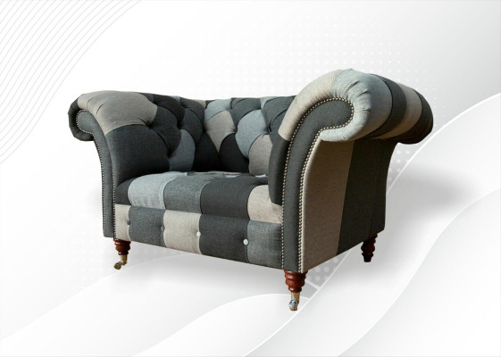 Chesterfield Design Couch Fabric Armchair 1.5 Seater Sofas Upholstery Lounge Club new