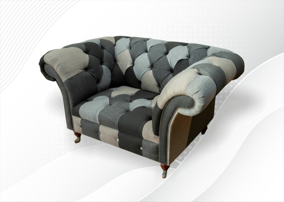 Chesterfield Design Couch Fabric Armchair 1.5 Seater Sofas Upholstery Lounge Club new