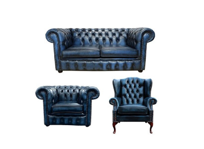 Sofa set Chesterfield Leather Sofa Sofa Couch Leather Upholstery Ears Armchair