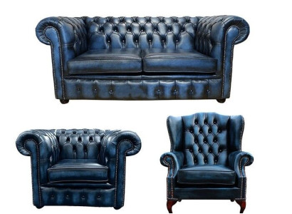 Sofa set Chesterfield Leather Sofa Sofa Couch Leather Upholstery Ears Armchair