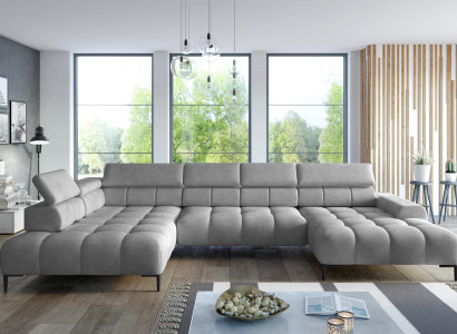 Corner sofa Textile Sofa Couch Upholstery Corner Seat Living landscape Corner group U-shape Gray