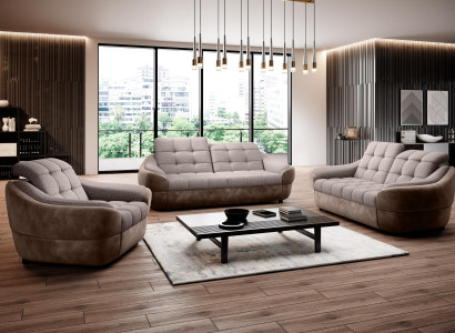 Sofa set 3+2+1 Seater Set Design Sofas Upholstery Couches Leather Relax Modern
