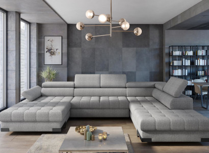 Living landscape Corner sofa Fabric U-shape Bed function Couch Design Upholstery Textile Corner