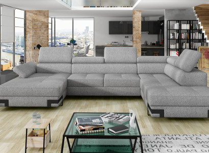 Fabric Corner sofa U-shape Sofa Couch Design Upholstery Modern Textile Bed function new