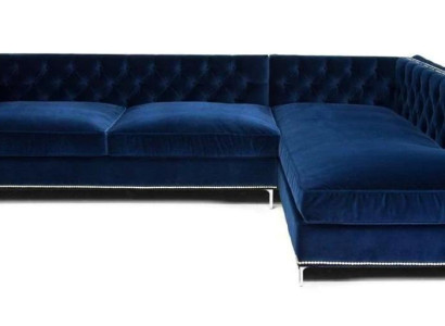 Corner sofa Blue Living landscape xxl Furniture Design Couch Corner suite Upholstery big Chesterfield