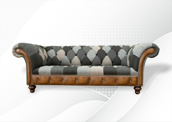 Chesterfield Multicolored 3 Seater Sofa Three Seater Design Couches Upholstery Textile