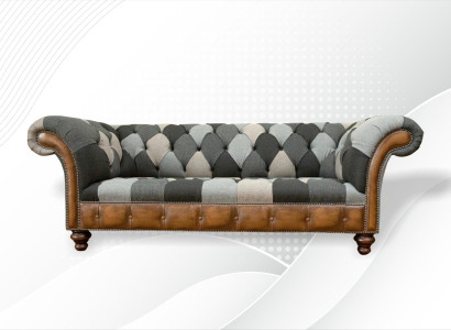Chesterfield Multicolored 3 Seater Sofa Three Seater Design Couches Upholstery Textile