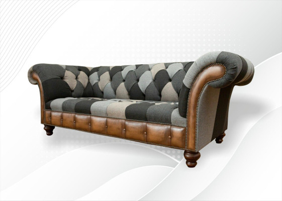 Chesterfield Multicolored 3 Seater Sofa Three Seater Design Couches Upholstery Textile