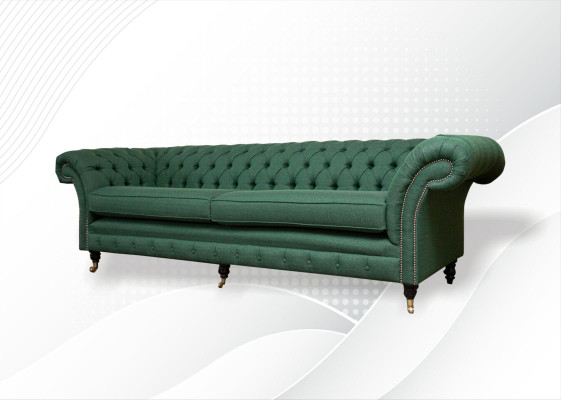 Chesterfield 4 Seater Dark Green Living room Design Couches Sofa big Furniture Fabric