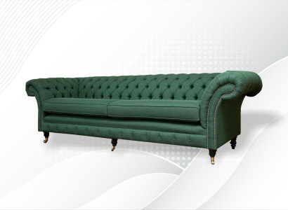 Chesterfield 4 Seater Dark Green Living room Design Couches Sofa big Furniture Fabric