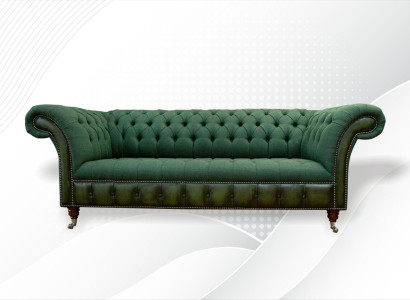 Chesterfield 3 Seater Dark Green Living room Design Couches Upholstery Sofa Textile