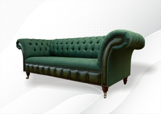 Chesterfield 3 Seater Dark Green Living room Design Couches Upholstery Sofa Textile