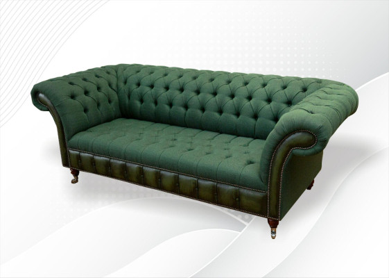 Chesterfield 3 Seater Dark Green Living room Design Couches Upholstery Sofa Textile