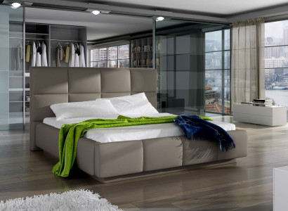 Designer Upholstered bed Bed Beds Leather bed Double bed Marriage bed with LED Light fixture