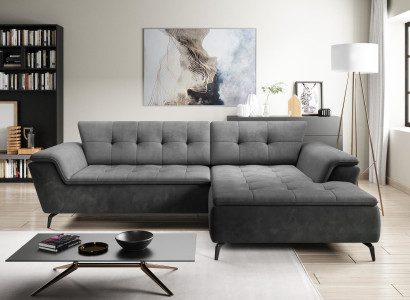Fabric Modern Luxury Corner sofa L-shape Furniture Living room Upholstery Gray Design Textile