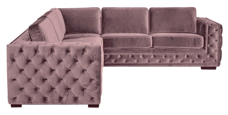 Corner sofa Pink Velvet Living landscape Couch Corner suite Upholstery Altrosa Furniture Design