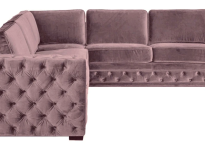 Corner sofa Pink Velvet Living landscape Couch Corner suite Upholstery Altrosa Furniture Design