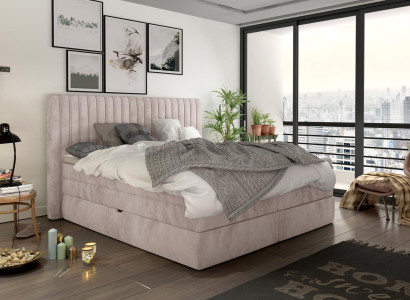 Box spring bed 180x200cm double hotel beds textile bedroom bed upholstery new