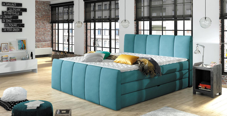 BOXSPRINGBETT DESIGN Bed TOPPER SPRING CORE Double bed Upholstered bed with bed base