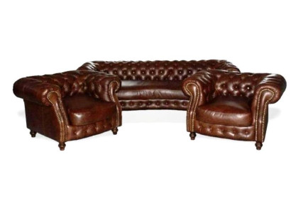 Chesterfield Brown Corner sofa Sofa Couch Upholstery Corner suite Living room