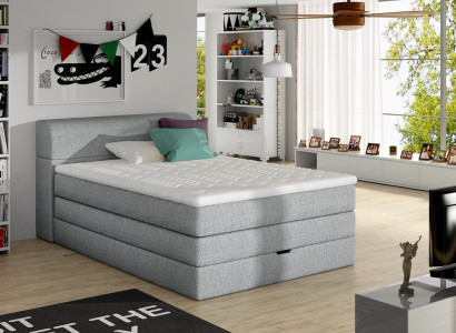 Boxspring Bed Gray140x200 Bedroom Beds Textile Hotel Luxury Upholstery Seat