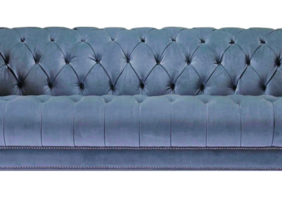 HellBlue Three Seater Fabric Chesterfield Design Couches Upholstery Sofas Original new