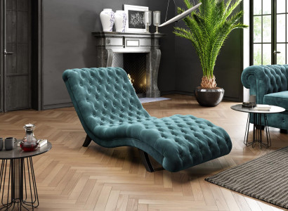 Lounge Sofa Chesterfield Couch Sofa Lounger Wood Metal Chaise Longue Relaxation Lounger