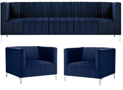 Navy Blue Sofa set Three Seater Fabric new Creative Design Sofa 2 Armchair Modern