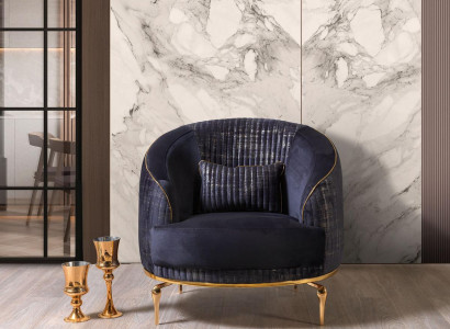 Living room Armchair Upholstery 1-Seater Couches Modern Textile new Blue Luxury